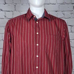 Robert Graham Red Pinstripe Long Sleeve Shirt, Men's Large